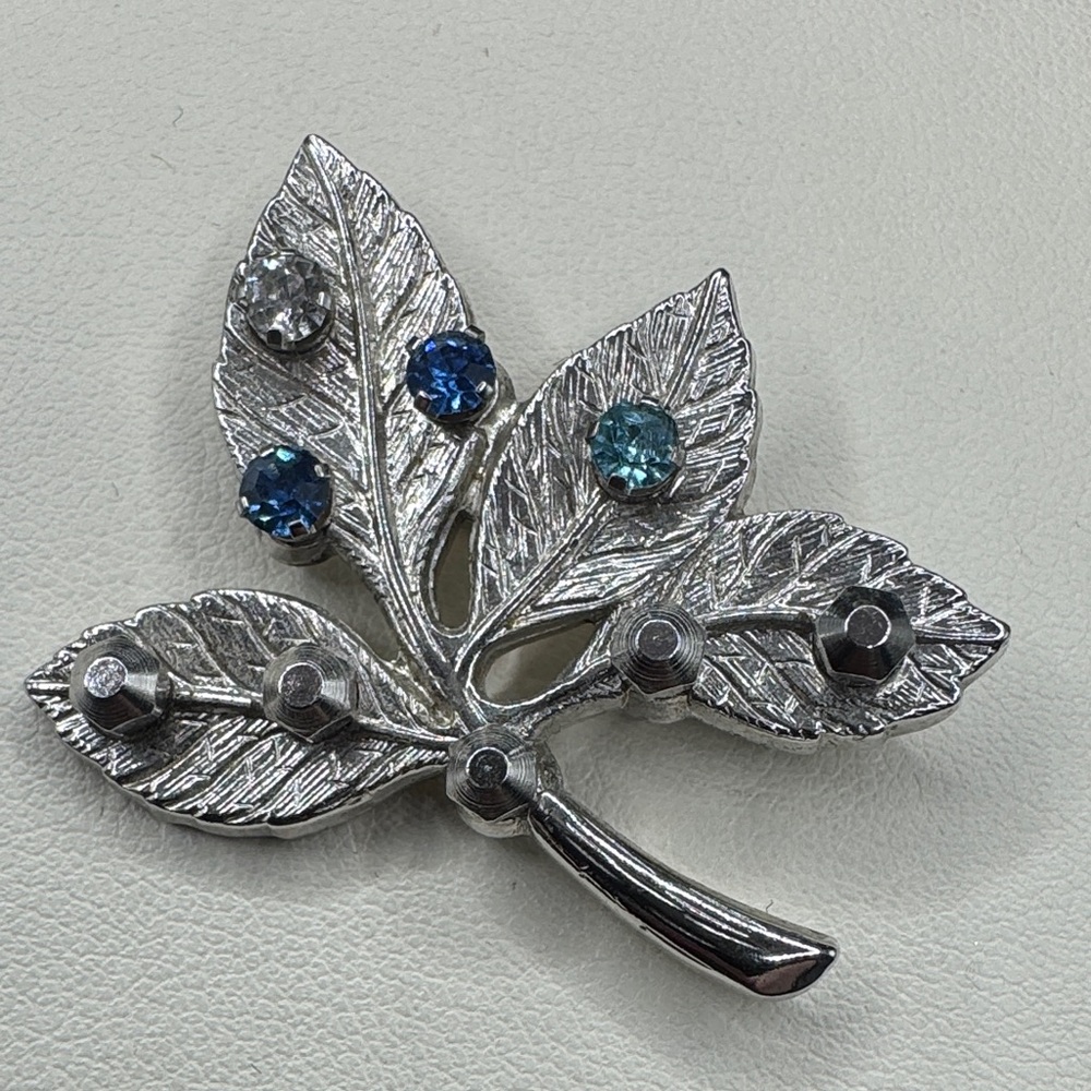 Vintage ANSON Blue Stones Sterling Silver 925 Brooch Pin 10.5g heavy solid